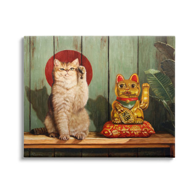 Az-005 - «Lucky Cat Pose» sur toile par Lucia Heffernan