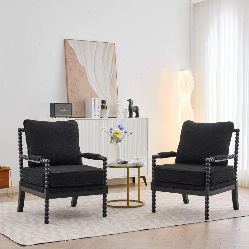Accent Chair With Turned Wood And Solid Frame, Black