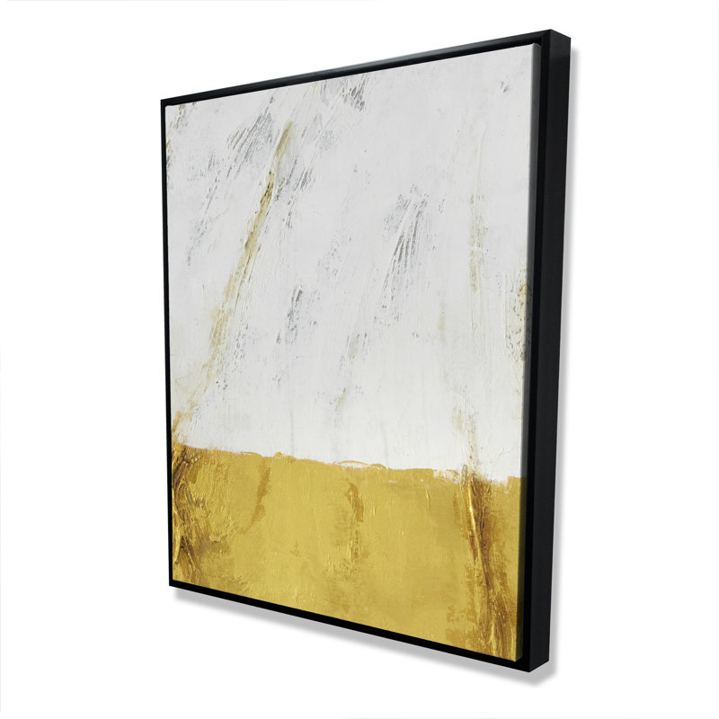 Golden shine - Toile encadrée blanche pour la décoration du salon