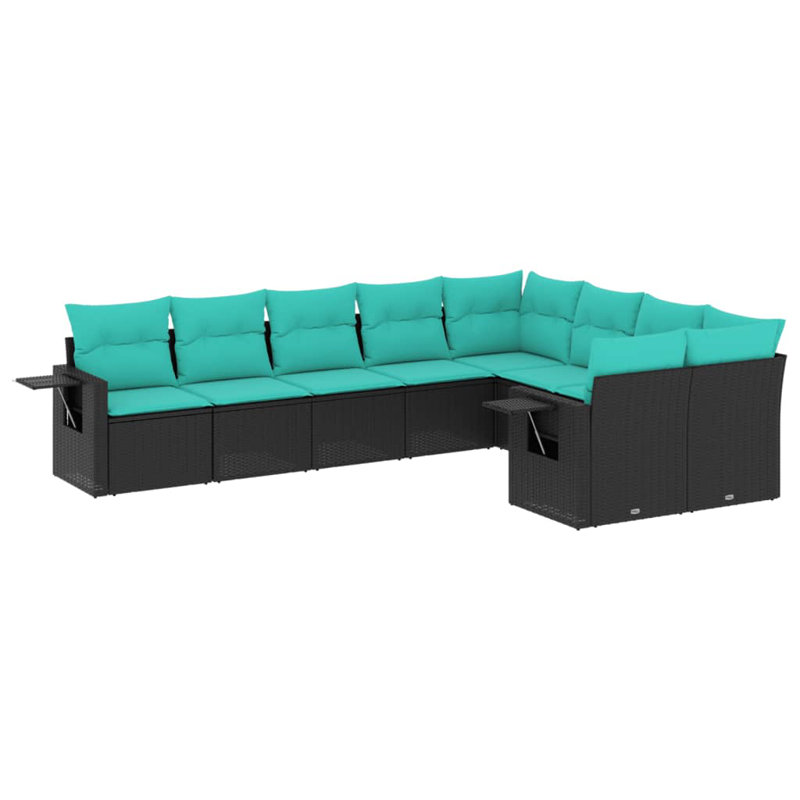 Ensemble de canapé d'extérieur noir et bleu