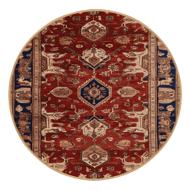 Tapis brun lavable à la machine, Rond 5 pi