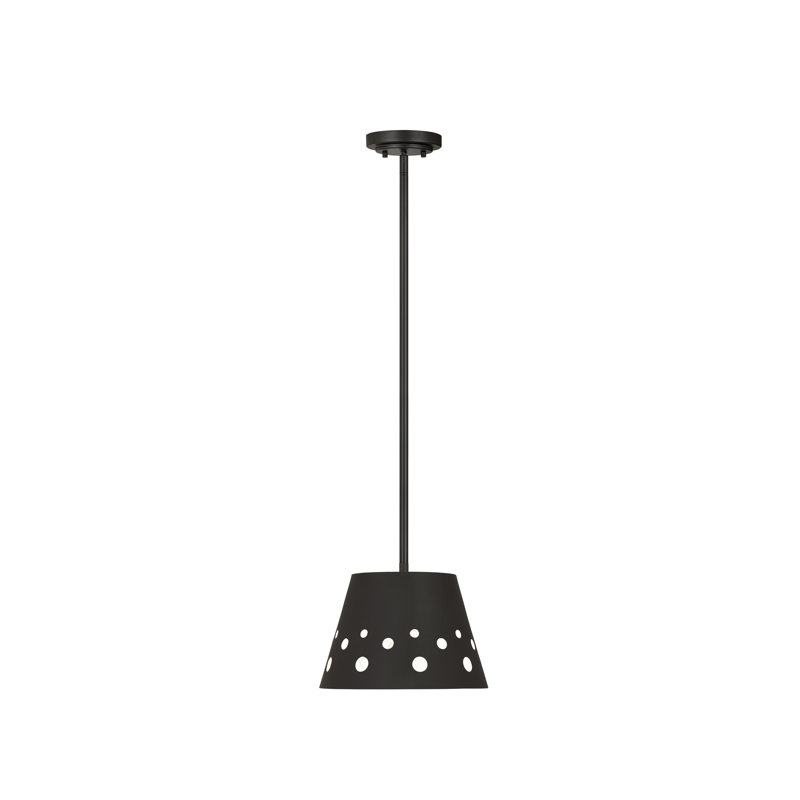 1 - Light Single Pendant, Matte Black, 9.5" H x 12" W x 12" D