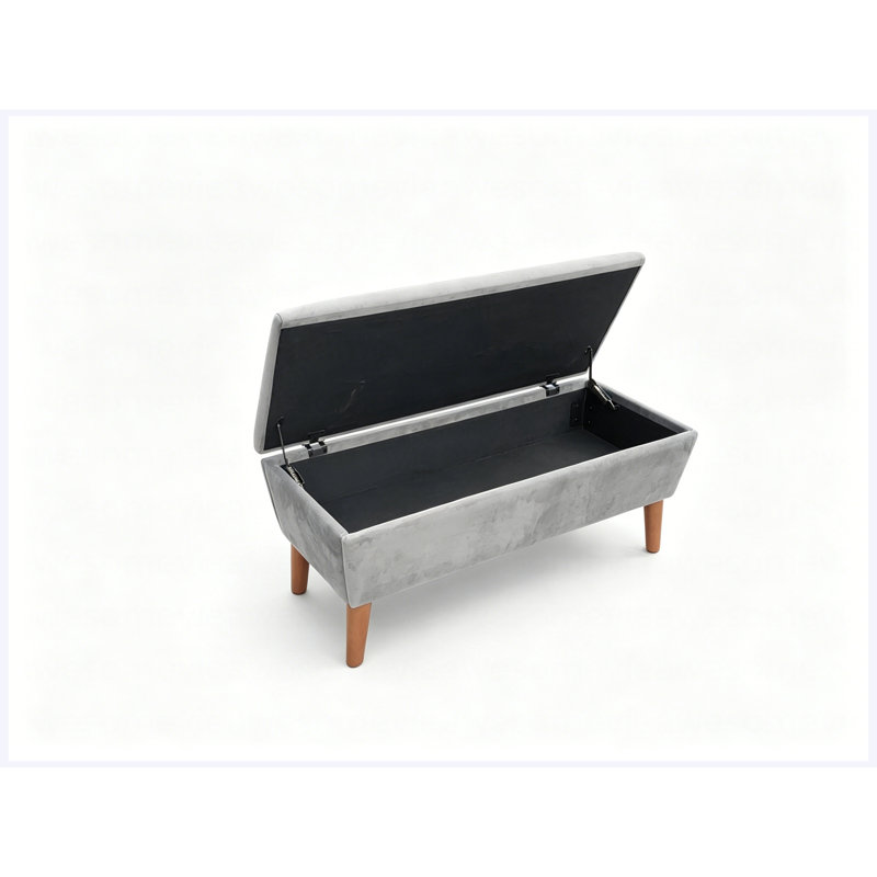Banc de repose-pieds rectangulaire de 42 po en lin, repose-pieds moderne à profil bas avec pieds fuselés en bois massif, banc à chaussures multi-usage et banc de bout de lit pour le salon