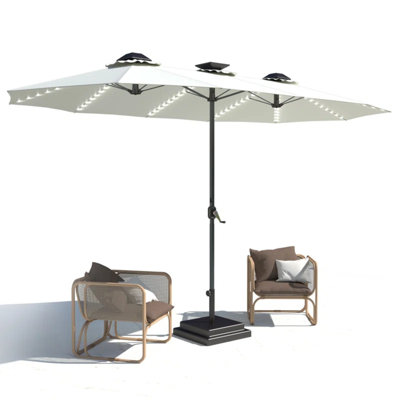 15Ft Large Double Umbrella With Solar Lights
