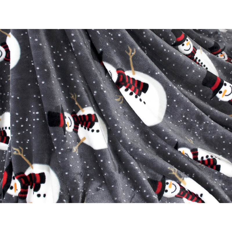 Snowman Gray Fleece Christmas Throw Blanket 50" x 60"