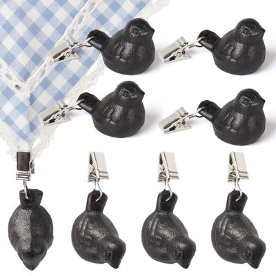 Set of 8 Cast Iron Heavy Tablecloth Weights for Outdoor Tables,Table Cloth Weights Clip On,Weights for Curtains, Flag Weights for Wind (Black 8Pcs)