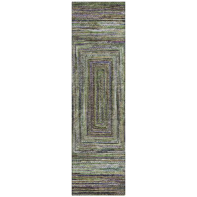 Machine Washable Indoor/Outdoor Xhevrie ACN1725 Olive Rug