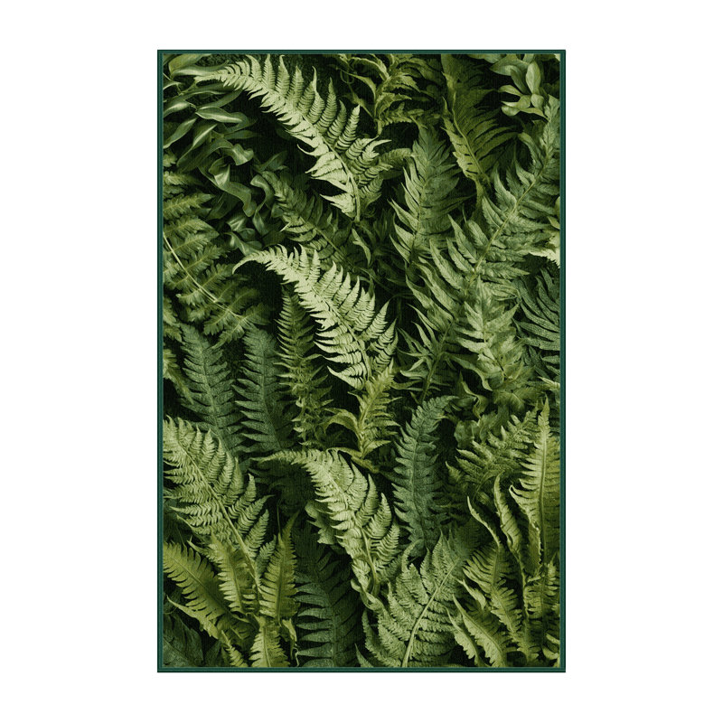 Machine Washable Botanical Green Area Rug, Rectangle 2' x 3'