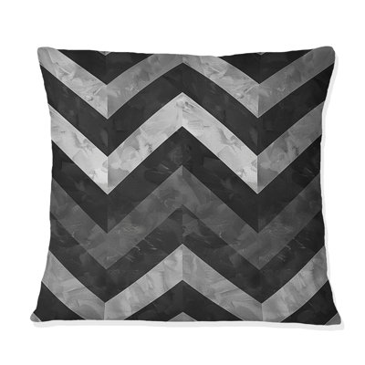 Imprimé à chevrons noir et gris II - coussin décoratif moderne