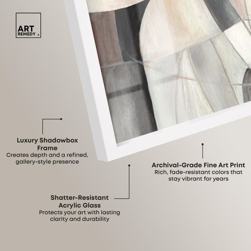 «Above and Beyond II Black Decor Shadowbox» par Art Remedy, H 13 po x l 13 po, Blanc