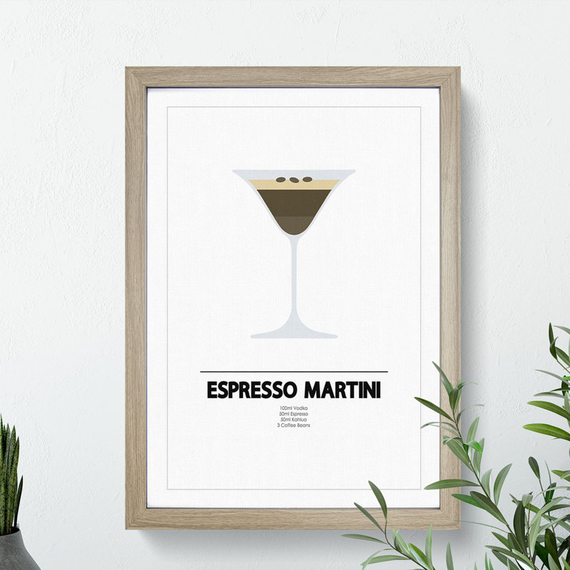 Espresso Martini - Picture Frame Graphic Art on MDF, Oak, 65cm H x 48cm W x 2cm D