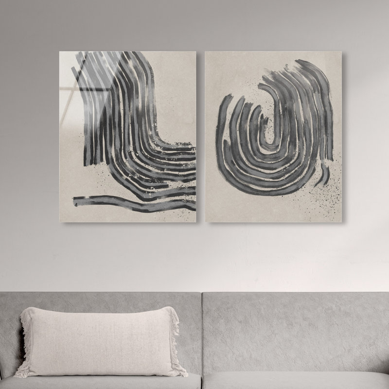 Two Spaces Set High-Gloss Frameless Acrylic Glass Wall Art Abstract Print by Oliver Gal, Ready to Hang, 16 x 20, 20"H x 24"W
