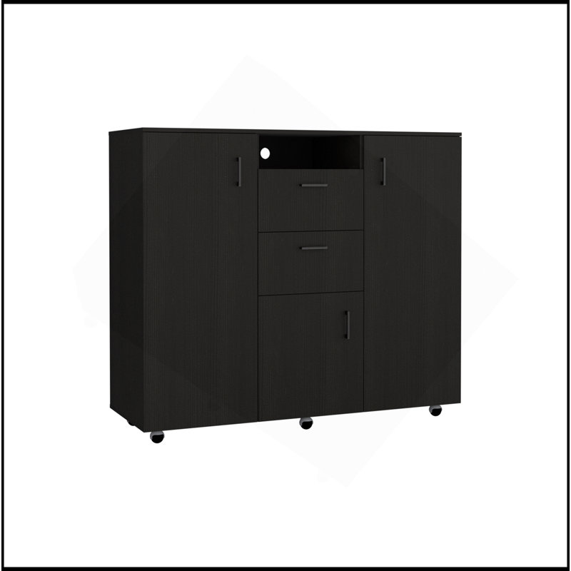 Commode à double porte Quizz, chambre à coucher, noir