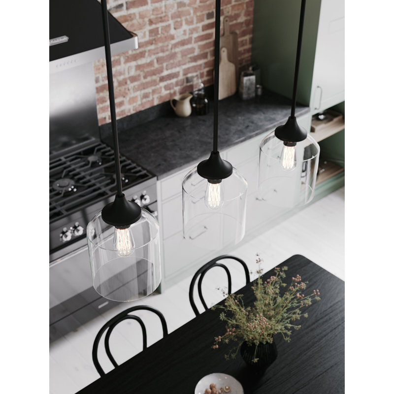 3 - Light Kitchen Island Pendant, Satin Brass