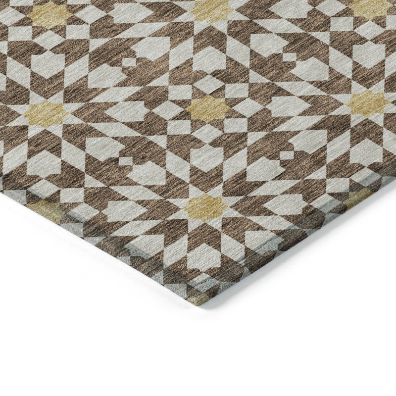 Washable Floral Indoor / Outdoor Rug, Rectangle 10' x 14'