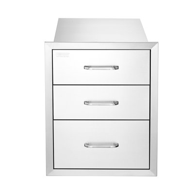 Outdoor Kitchen 18X20.5 Inch Stainless Steel Triple Access 3 - Tier Bbq Drawers, Handle, No Deformation In Heat, Smooth Drawer Opening Rust Material, Stable