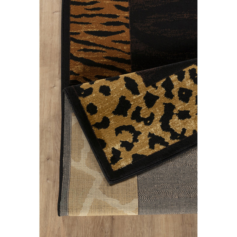 Tribes GC_YLS4013 Black 5 Ft. 3 In. X 7 Ft. 3 In. Animal Print Area Rug, Rectangle 5'3" x 7'3"