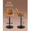 Swivel Upholstered Velvet and Leather Adjustable Height Bar Stool with Steel Frame-1163992562
