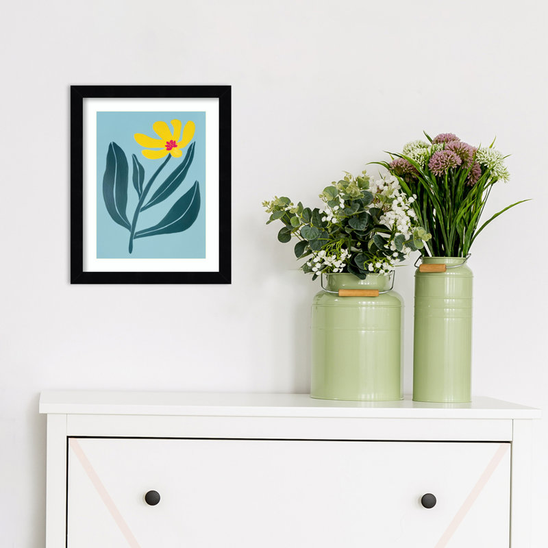 Yellow Flower by Exton - Single Picture Frame Print, Black, 13" H x 11" W x 1" D