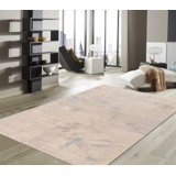 Hand Knotted Abstract Area Rug in Beige