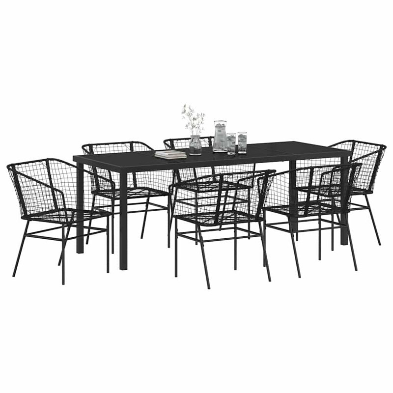 Emiya 6 - Person Patio Dining Set Rectangular Table, Black