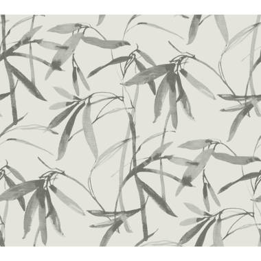 Watercolor Bamboo Black and White Wallpaper, Self-adhesive Removable W 