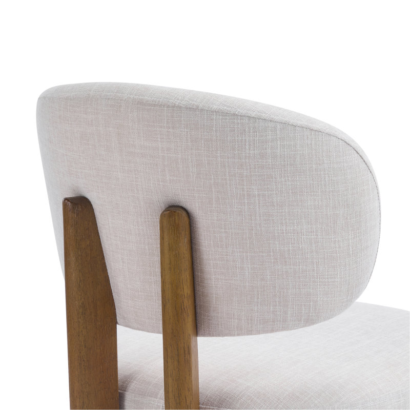 Ensemble de 2 chaises de salle à manger rembourrées beiges Mid-Century, Noyer
