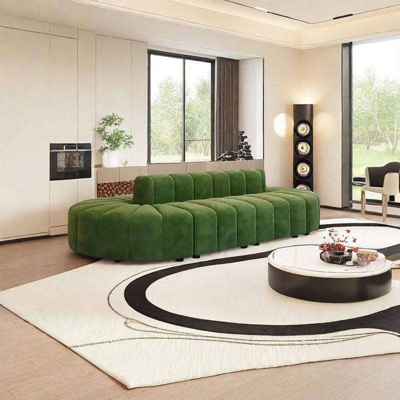 Double sitting shaped Internet celebrity sofa, Green, 29.92" H x 118.11" W x 55.12" D, 6