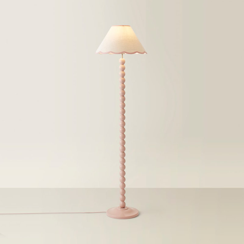 Bobbles 144cm Traditional Floor Lamp, Rose Pink, White/Pink