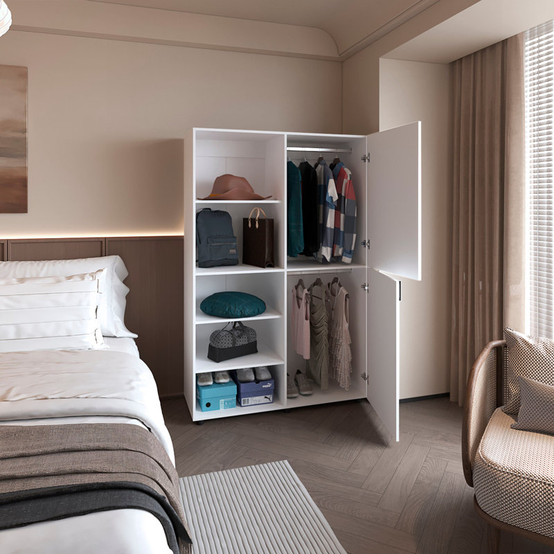 Armoire 2 portes avec rangement ouvert Wengue, Wengé