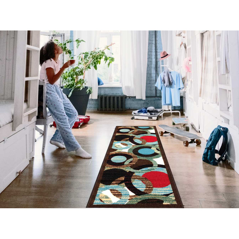 Tyrice Abstract Synthetic Water Resistant Non-Skid Kitchen Mat