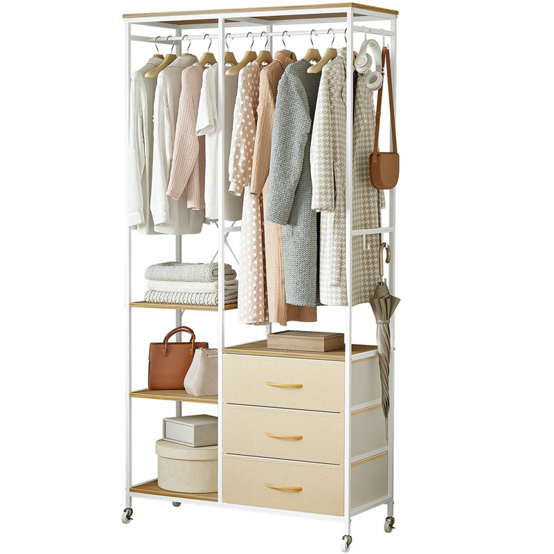 84cm Rolling Clothing Rack, Beige