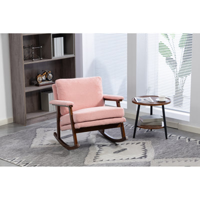 Chaise berçante d'appoint Mid-Century moderne avec structure en bois, rembourrée pour le confort du salon et de la chambre à coucher