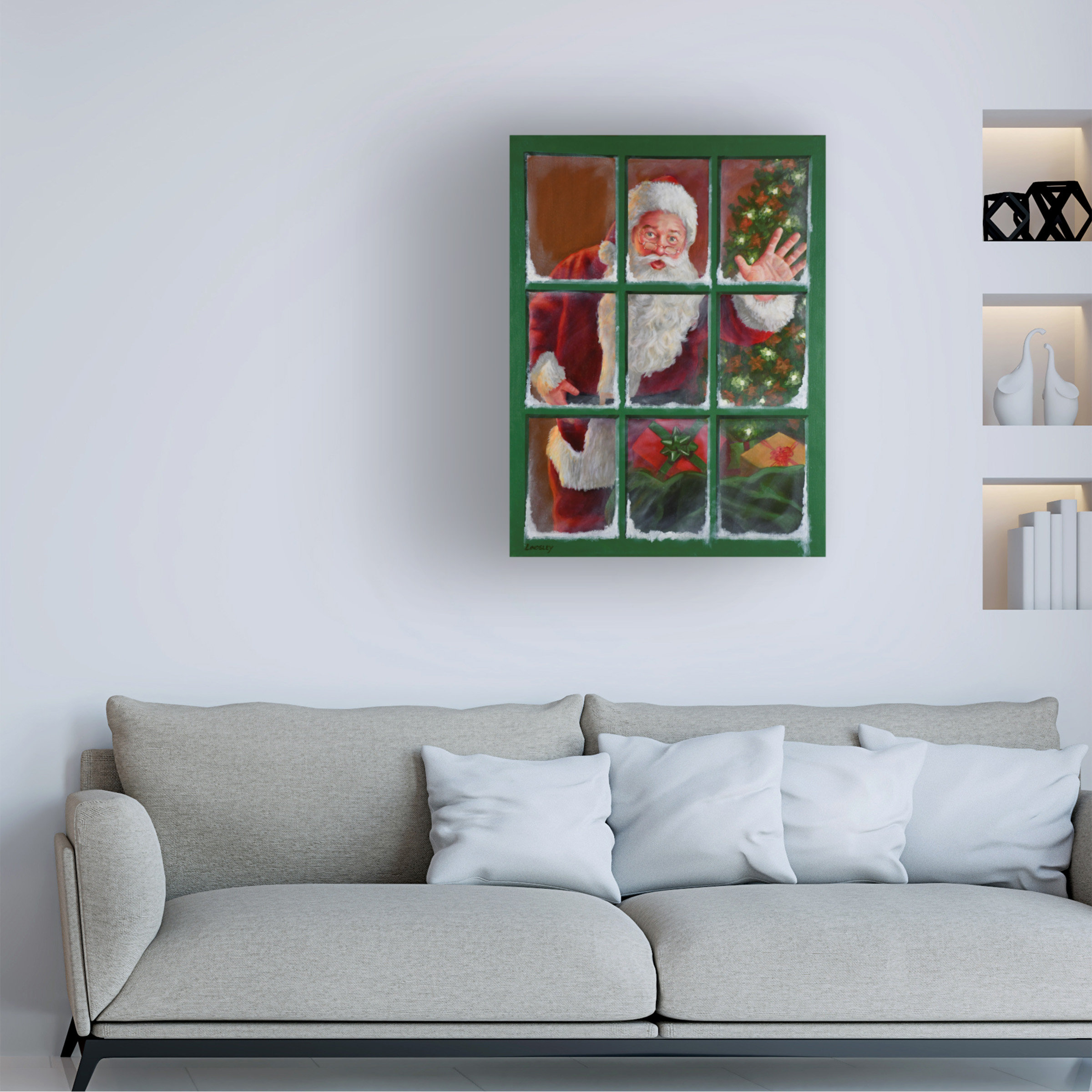 The Holiday Aisle® Santa Window by - Unframed on Canvas | Wayfair
