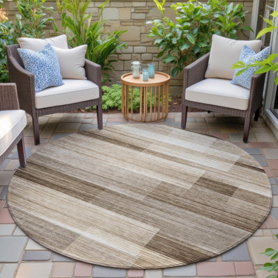Machine Washable Indoor/Outdoor Xhevrie Brown Rug