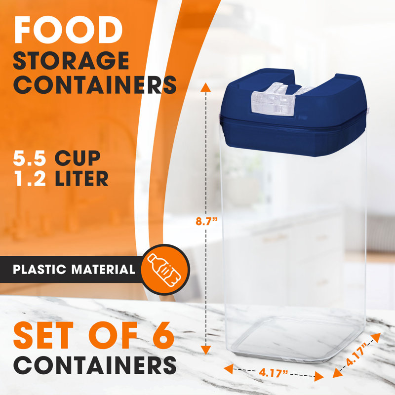 Cheer Collection 43.2oz. Food Storage Container, Navy