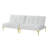 Convertible Sofa Bed Futon With Gold Metal Legs Teddy Fabric (White)-628191101