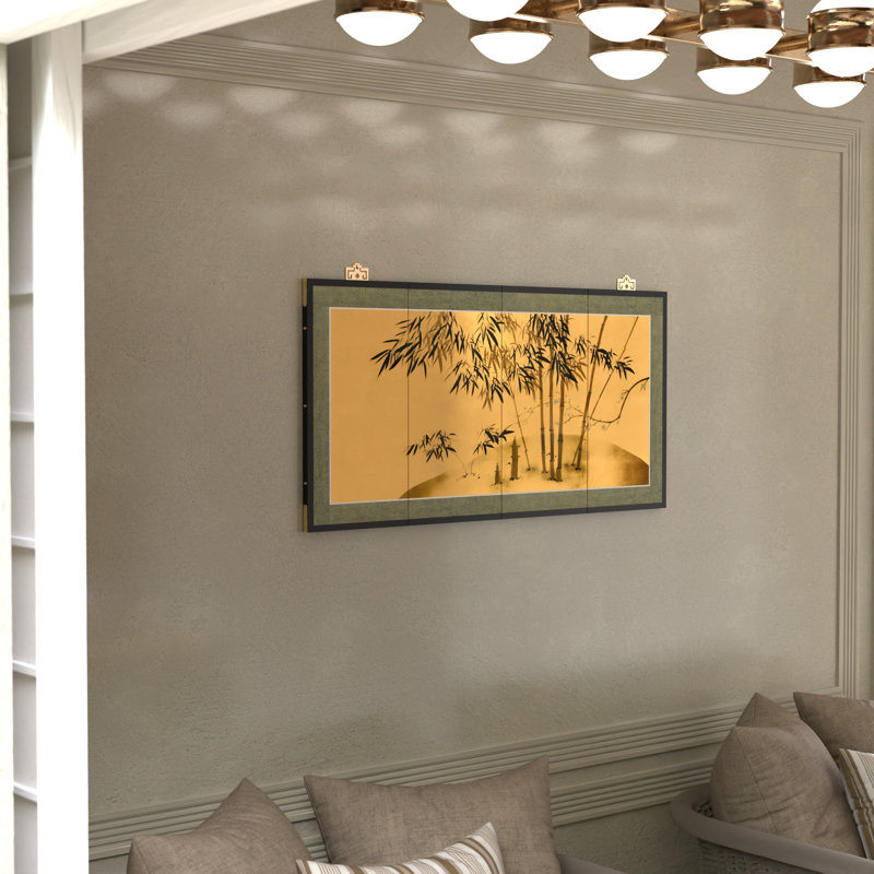 24" Leaf Bamboo 4 Panel Room Divider, 69.5" H x 67" W
