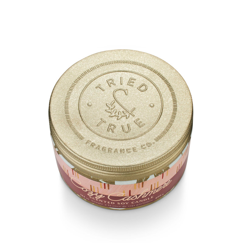 Grande bougie en cachemire Cozy & True, Grand fer-blanc