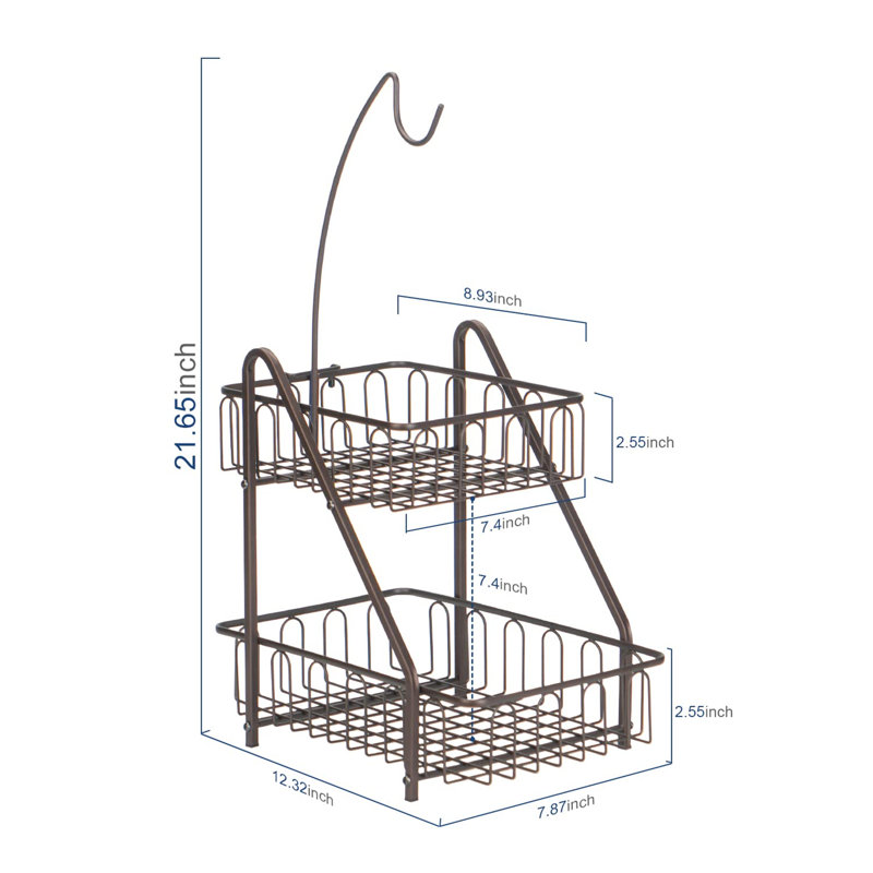 Belfry Kitchen Avgolida Metal Fruit Basket, Brown