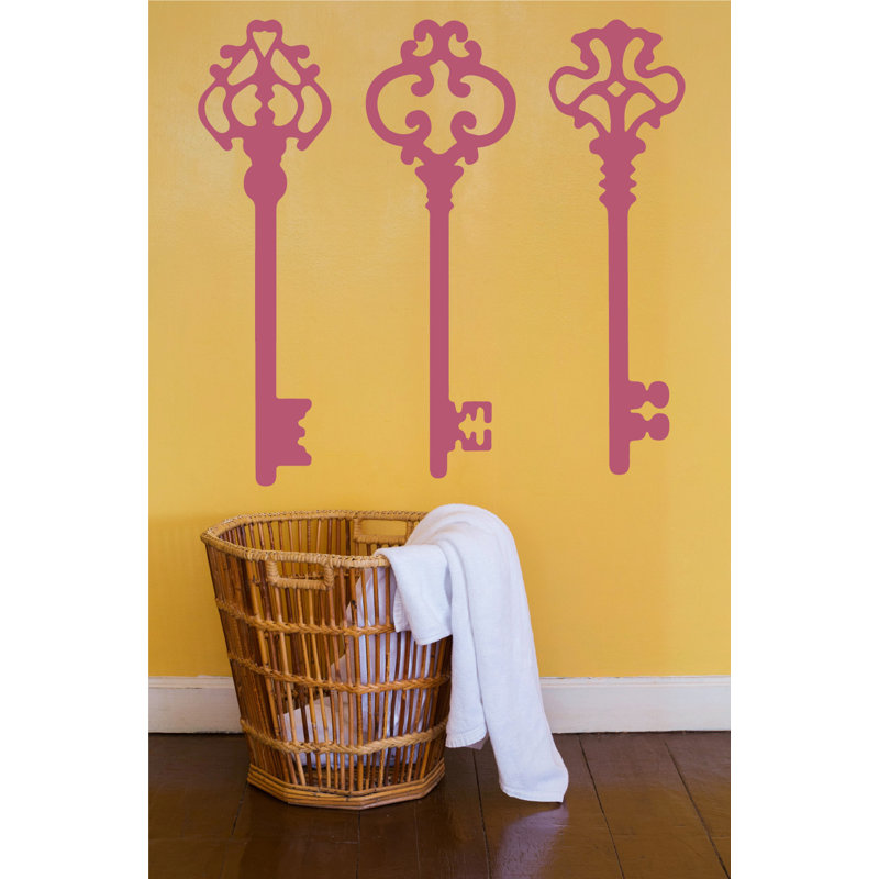 Décalcomanie murale clés squelettes, H 45 po x l 46 po x P 0,01 po, Rouge à lèvres