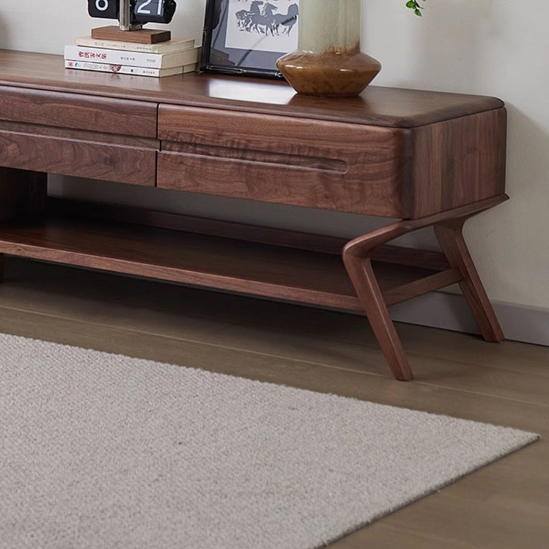 American style solid wood double-layer TV stand