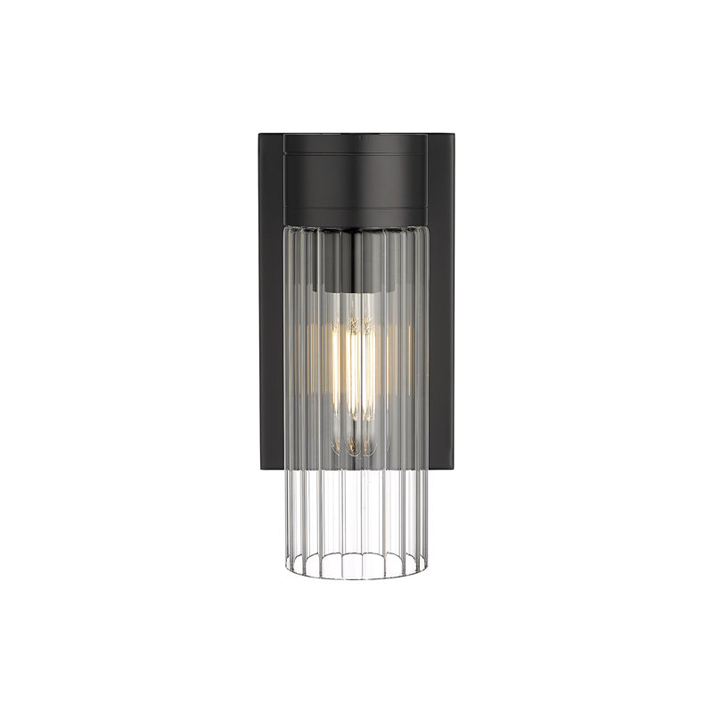 Loreatha Armed Sconce, Clear, 9.5" H x 5.5" W x 3.13" D, Matte Black