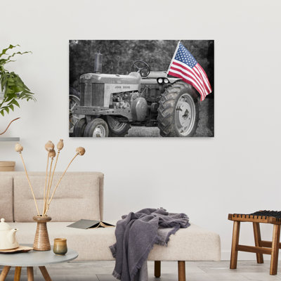 Tractor With American Flag Abstract Contemporary Summer Landscape Art