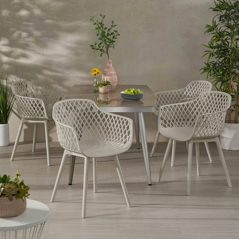 Chaise de patio en polypropylène avec dossier en filet de diamant