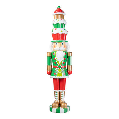 Décoration de Noël casse-noisette en résine 28 po avec chapeau de petit gâteau
