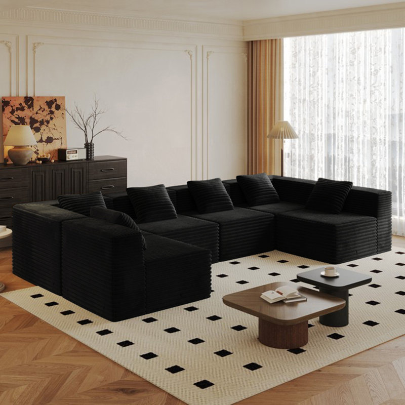 Canapé modulaire modulaire pour salon avec siège profond, canapé à compression, mousse à mémoire de forme haute densité, canapé rembourré désossé, sans assemblage