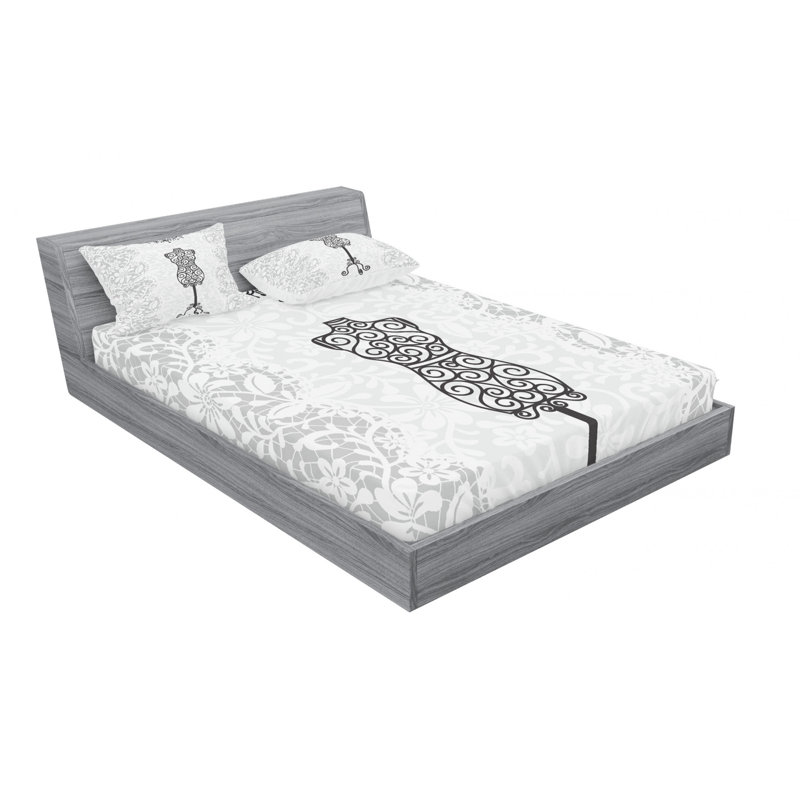 Microfiber Floral Sheet Set, Queen Sheet Set with Fitted Sheet