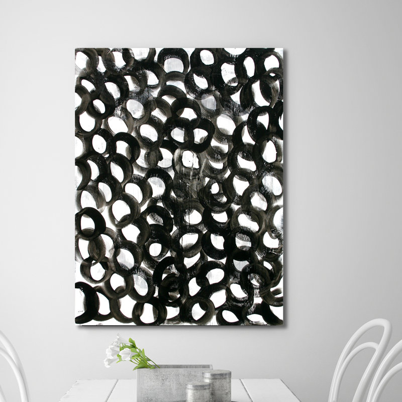 « black cercles » par kent youngstrom, reproduction d’art sur toile tendue, H 40 po x l 30 po x P 1,5 po