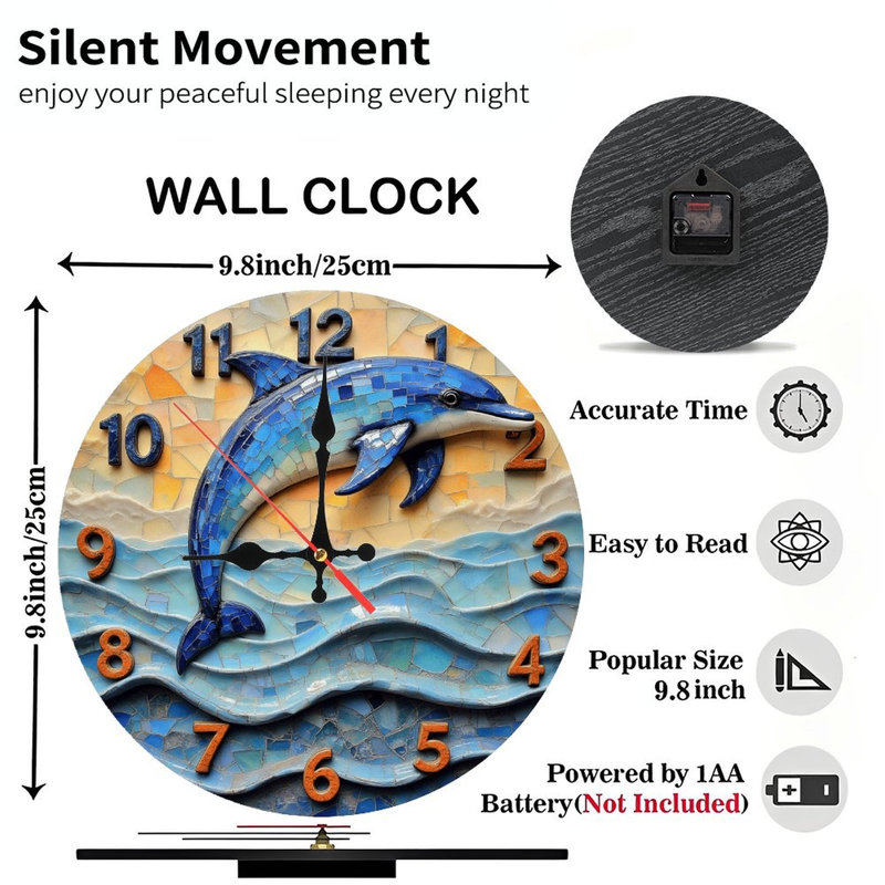 Horloge murale dauphin bleu
